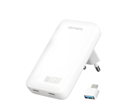Ładowarka do smartfonów 4smarts Ładowarka sieciowa FlatPlug Slim Dual 65W GaN 2xUSB-C biały